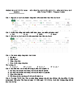 Đề kiểm tra giữa học kì I môn Tin học Lớp 7 - Năm học 2016-2017